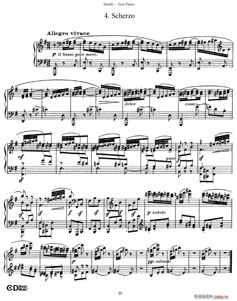 Bartok DD 71 Four Piano Pieces(����V)20