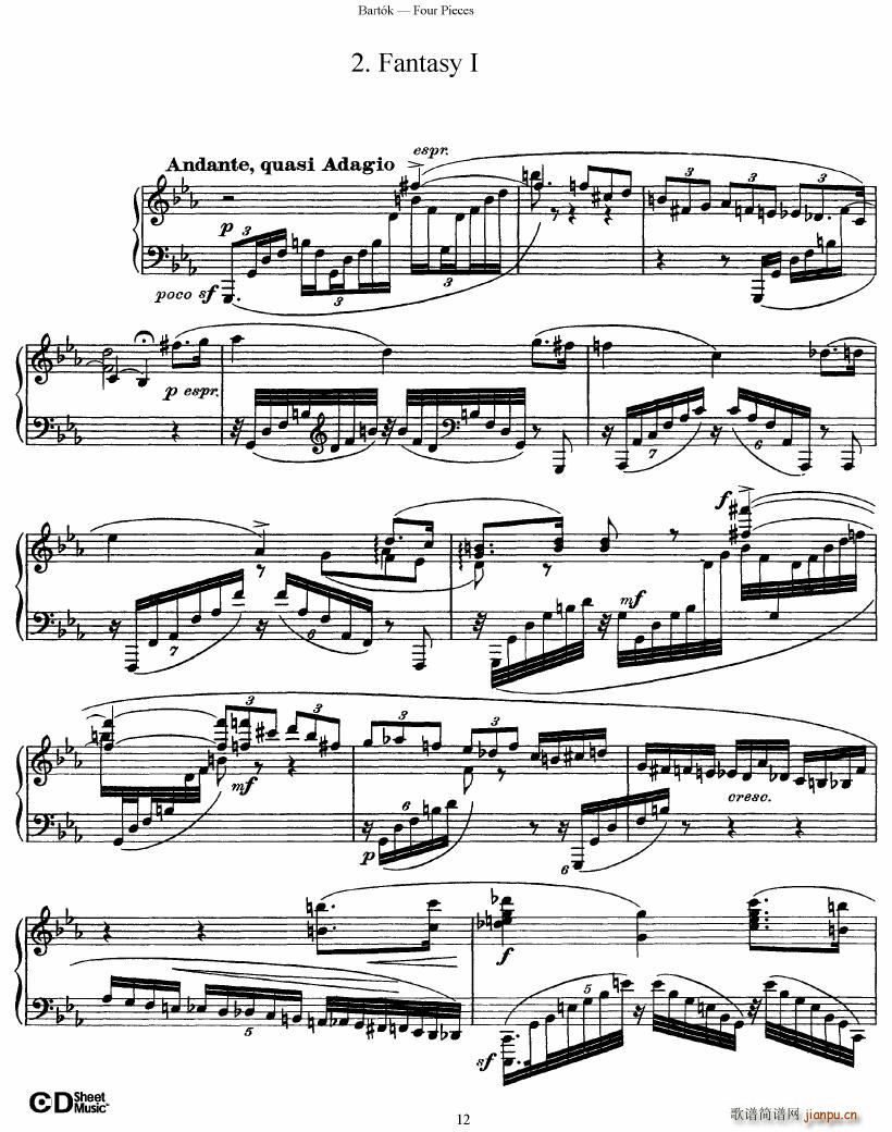 Bartok DD 71 Four Piano Pieces(����V)12