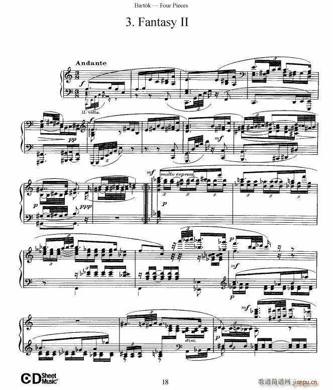 Bartok DD 71 Four Piano Pieces(����V)18