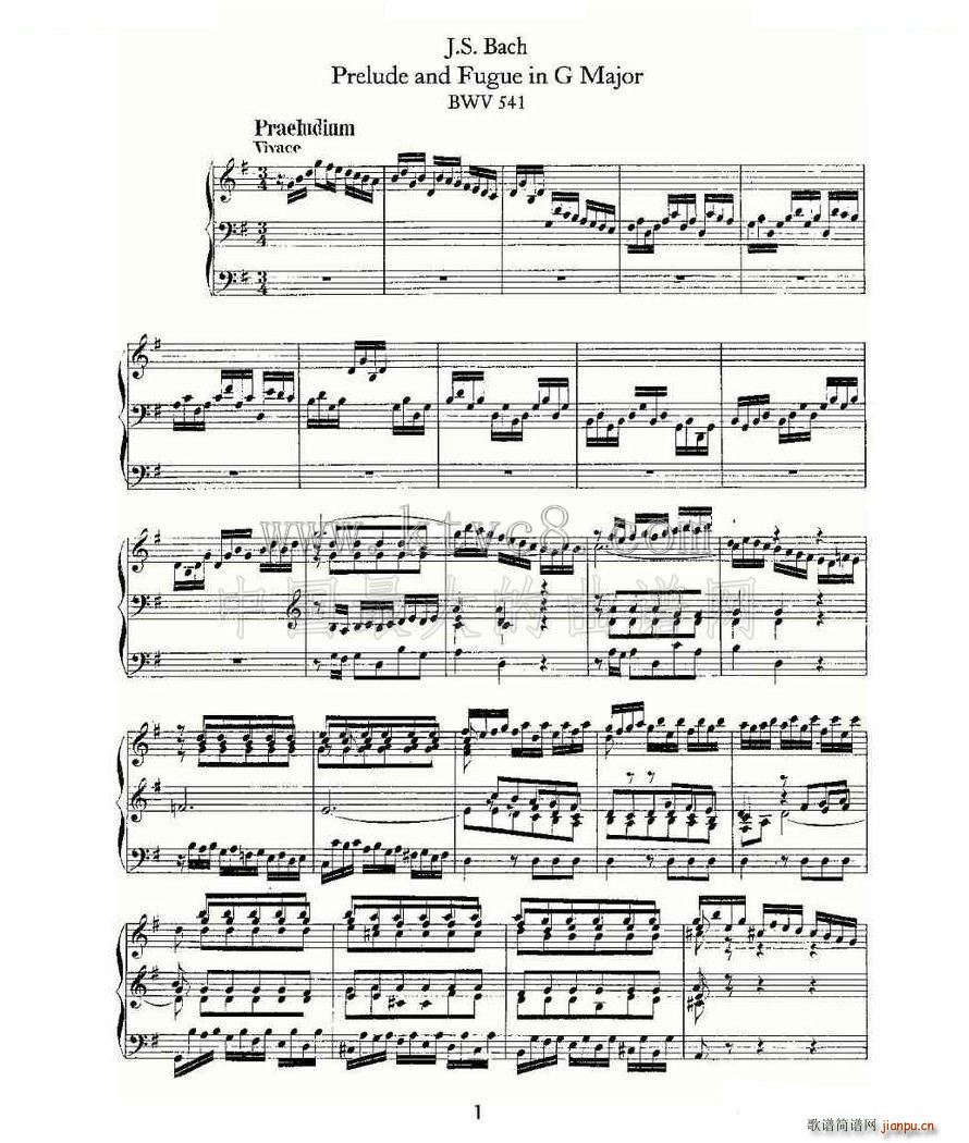 Prelude and Fugue in G Major BWV 541 ���L(f��ng)���V(ʮ�ּ�����)1