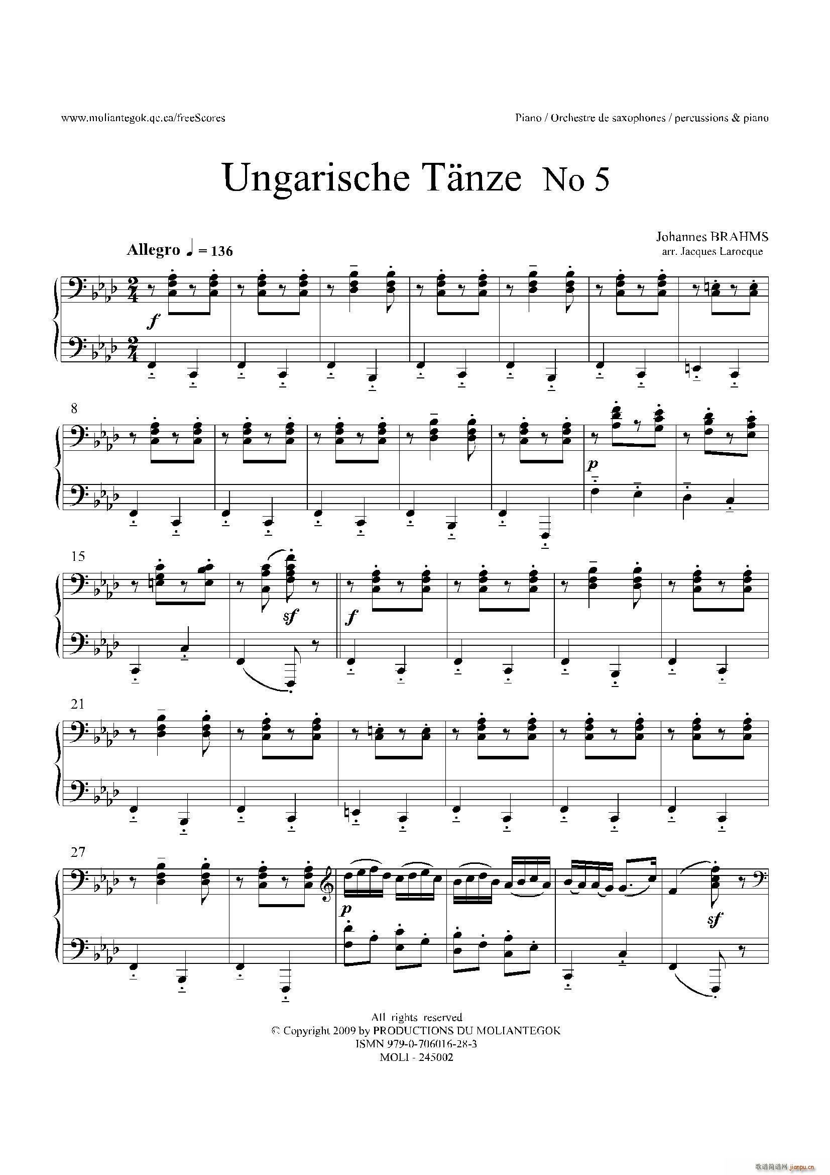 Ungarische Tnze No 5 ʮ������?Piano(���V)1