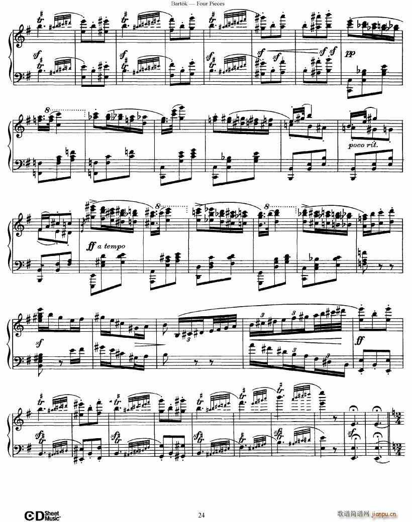 Bartok DD 71 Four Piano Pieces(����V)24