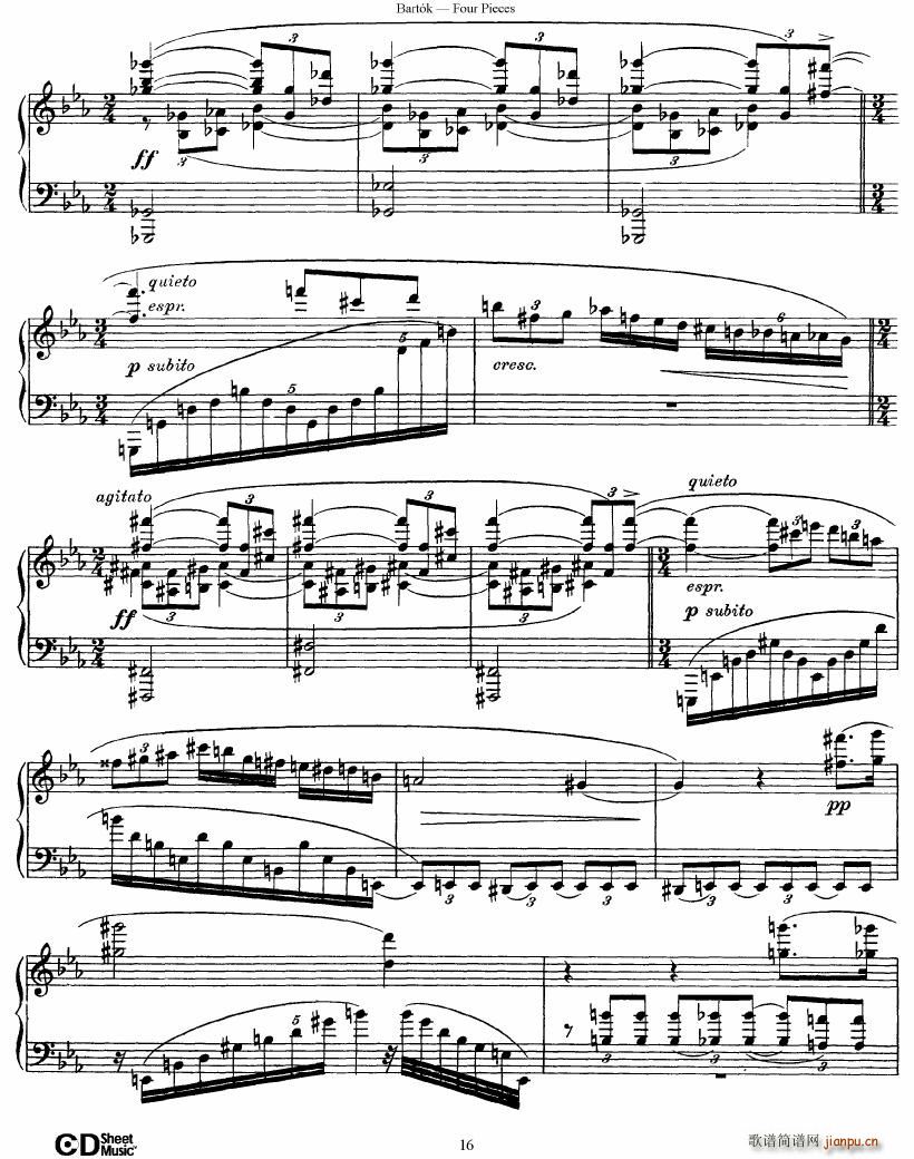 Bartok DD 71 Four Piano Pieces(����V)16