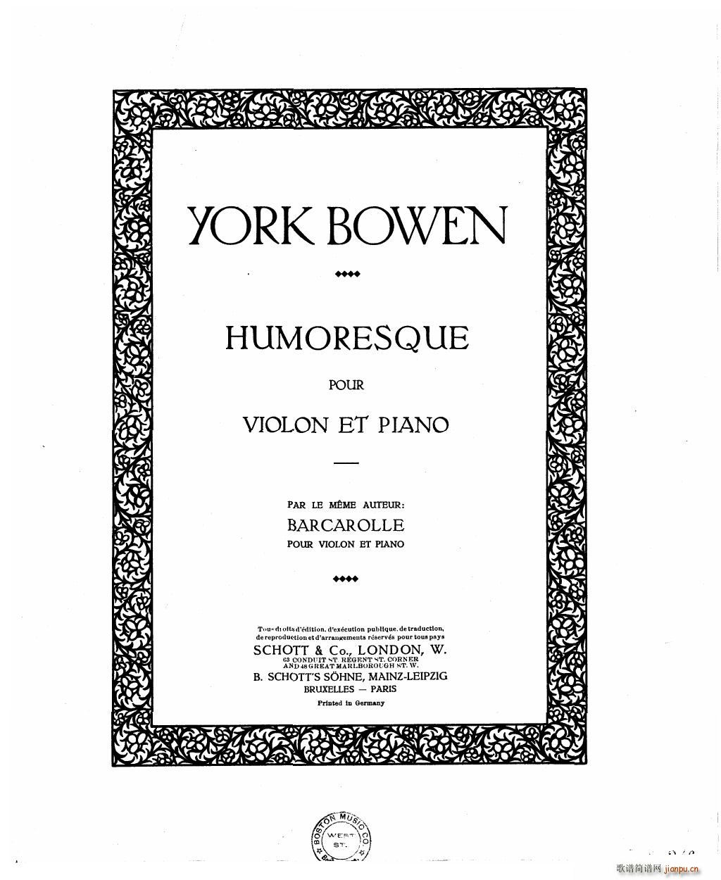 Bowen Humoresque for violin and piano(����V)1