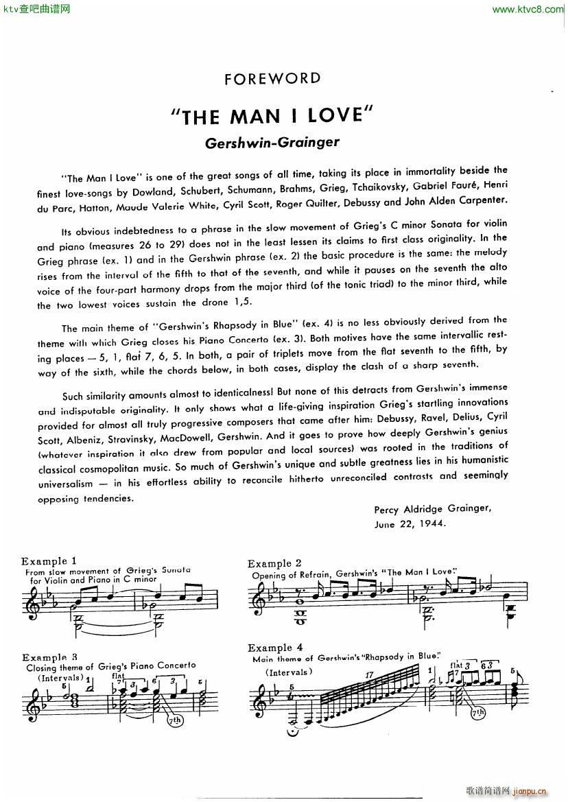 Gershwin The Man I Love Arranged by Percy Grainger(����V)1