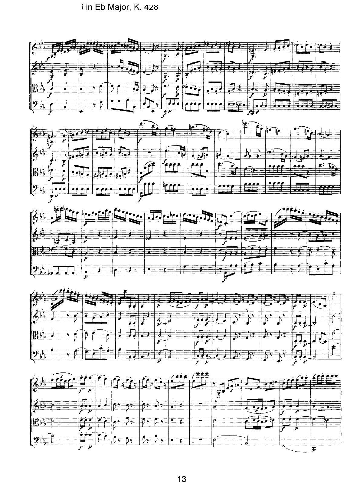 Mozart Quartet No 16 in Eb Major K 428(���V)13