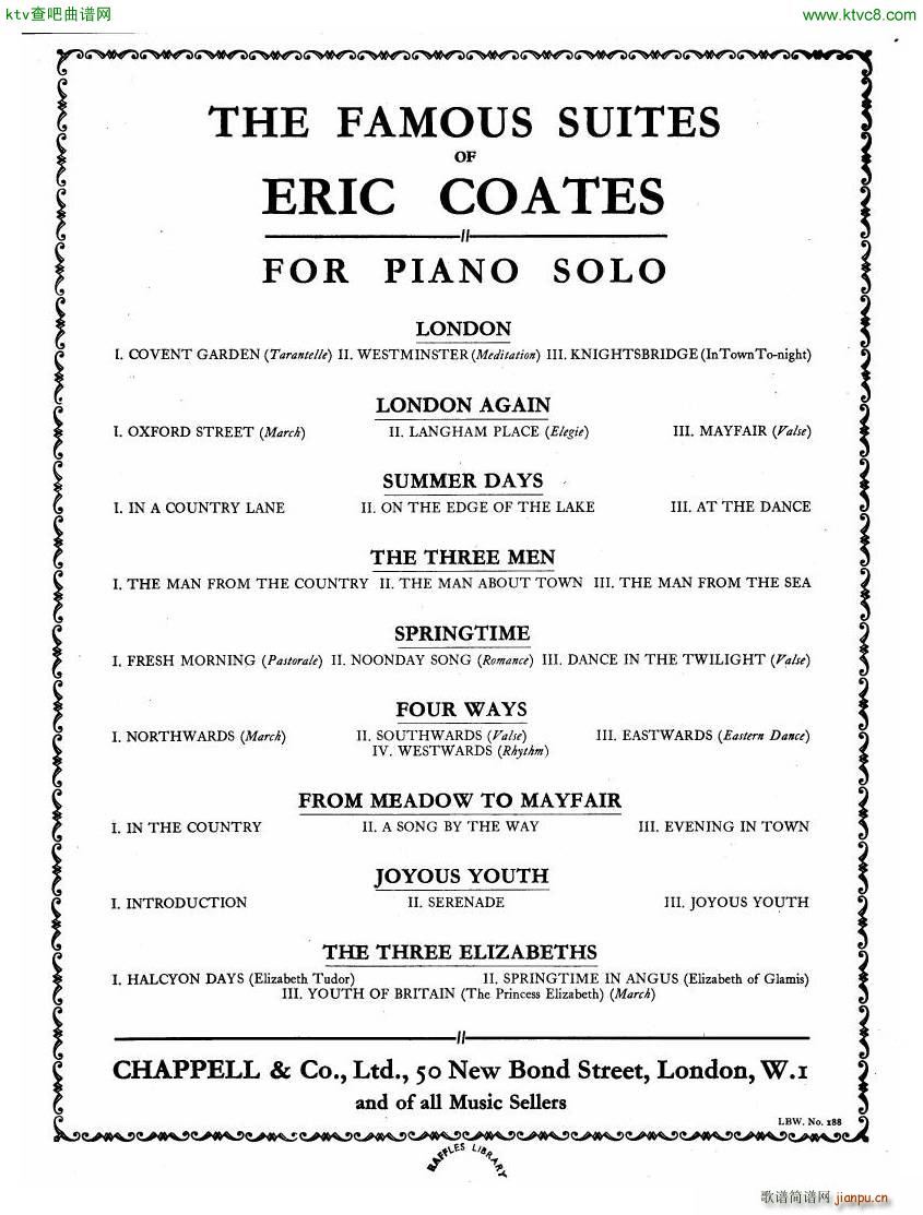 Coates The Three Elizabeths Piano Suite(����V)26