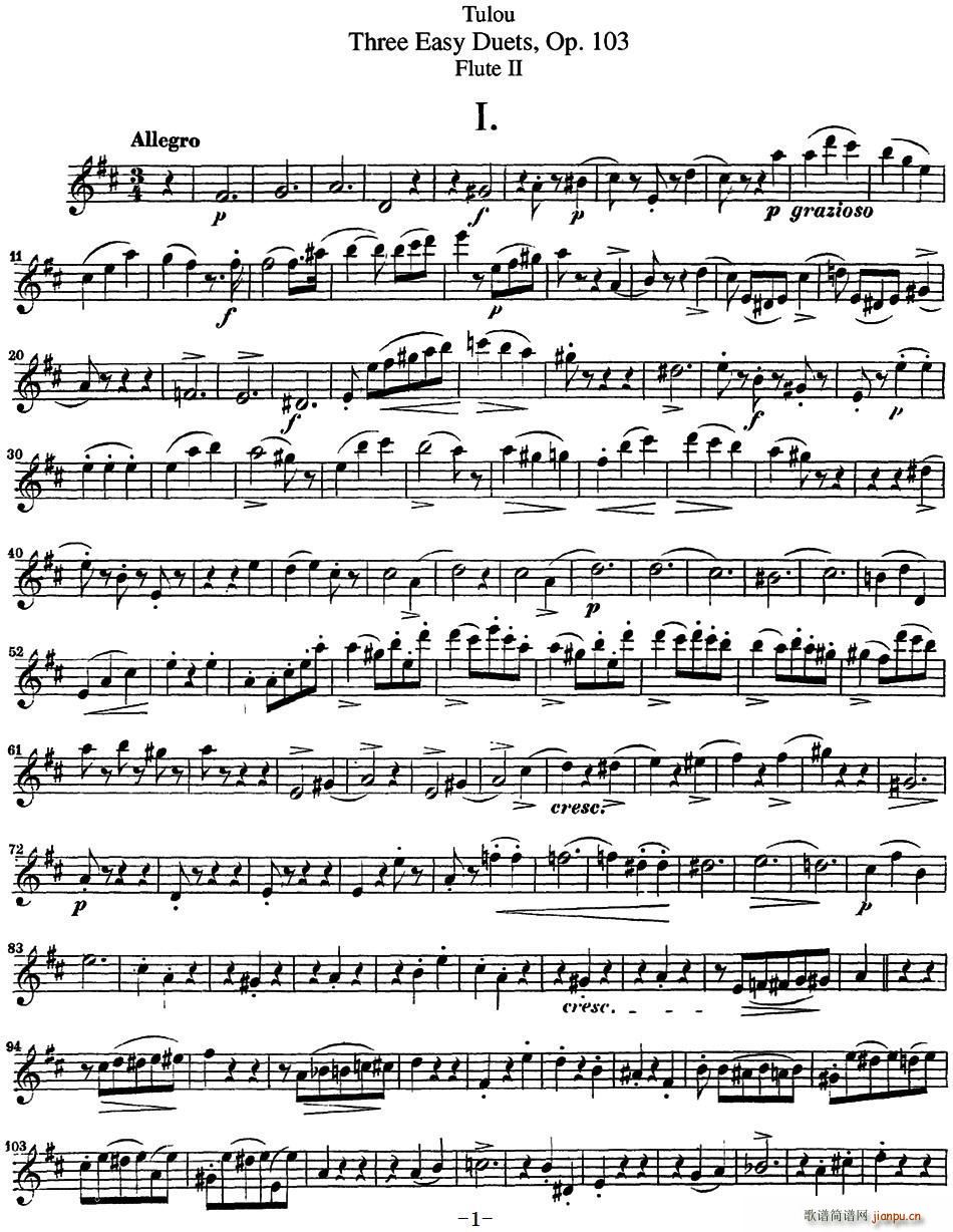 �D¶�����L(ch��ng)�Ѻ�(ji��n)��������Op 103 Flute 2 NO 1(�Ѻ��V)1
