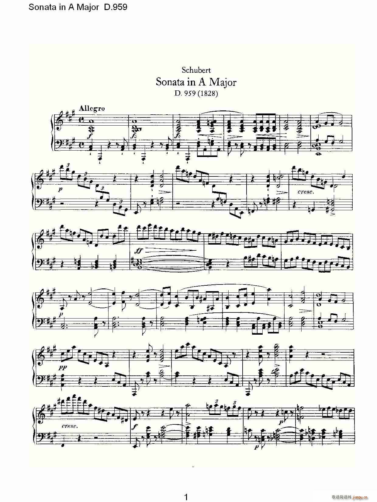 Sonata in A Major D.959(ʮ�ּ�����)1