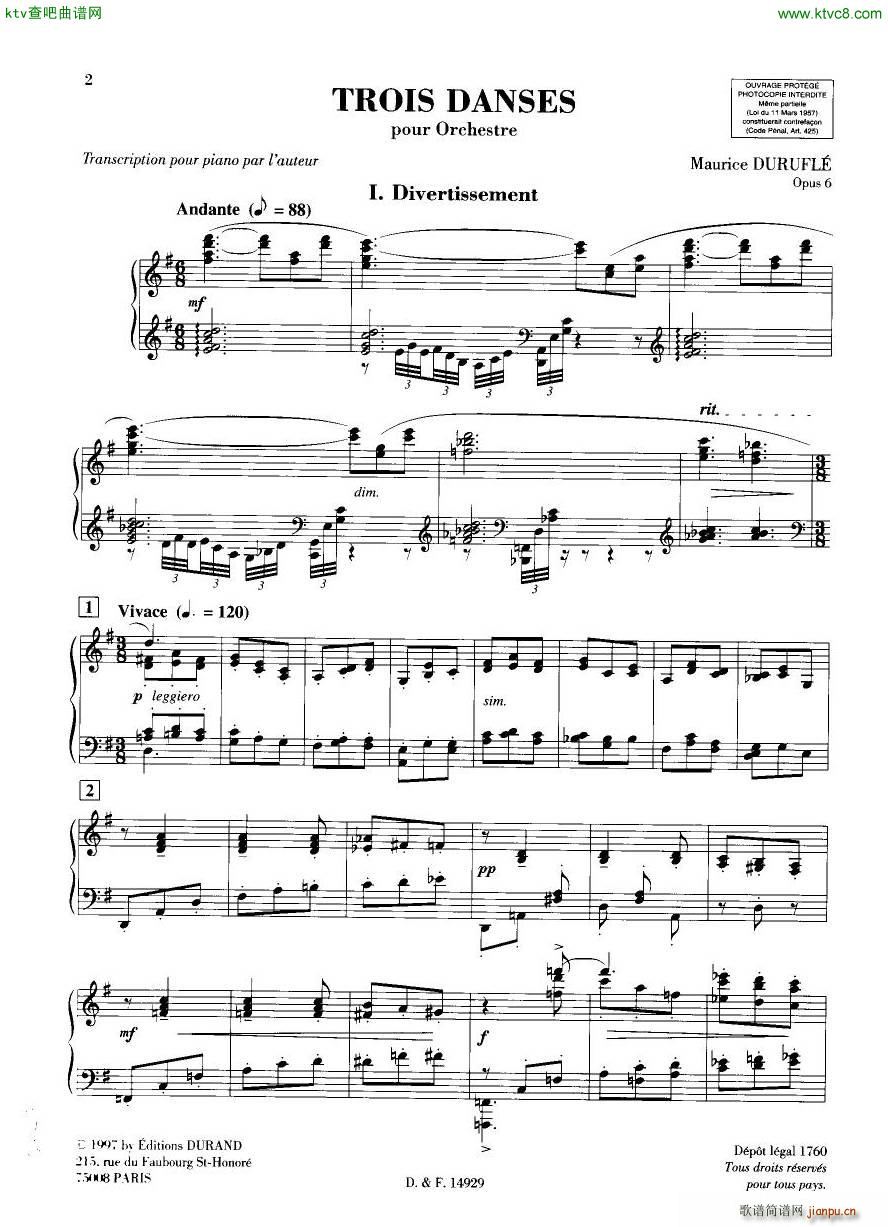 Durufl�� Op 6 Trois Danses(����V)1