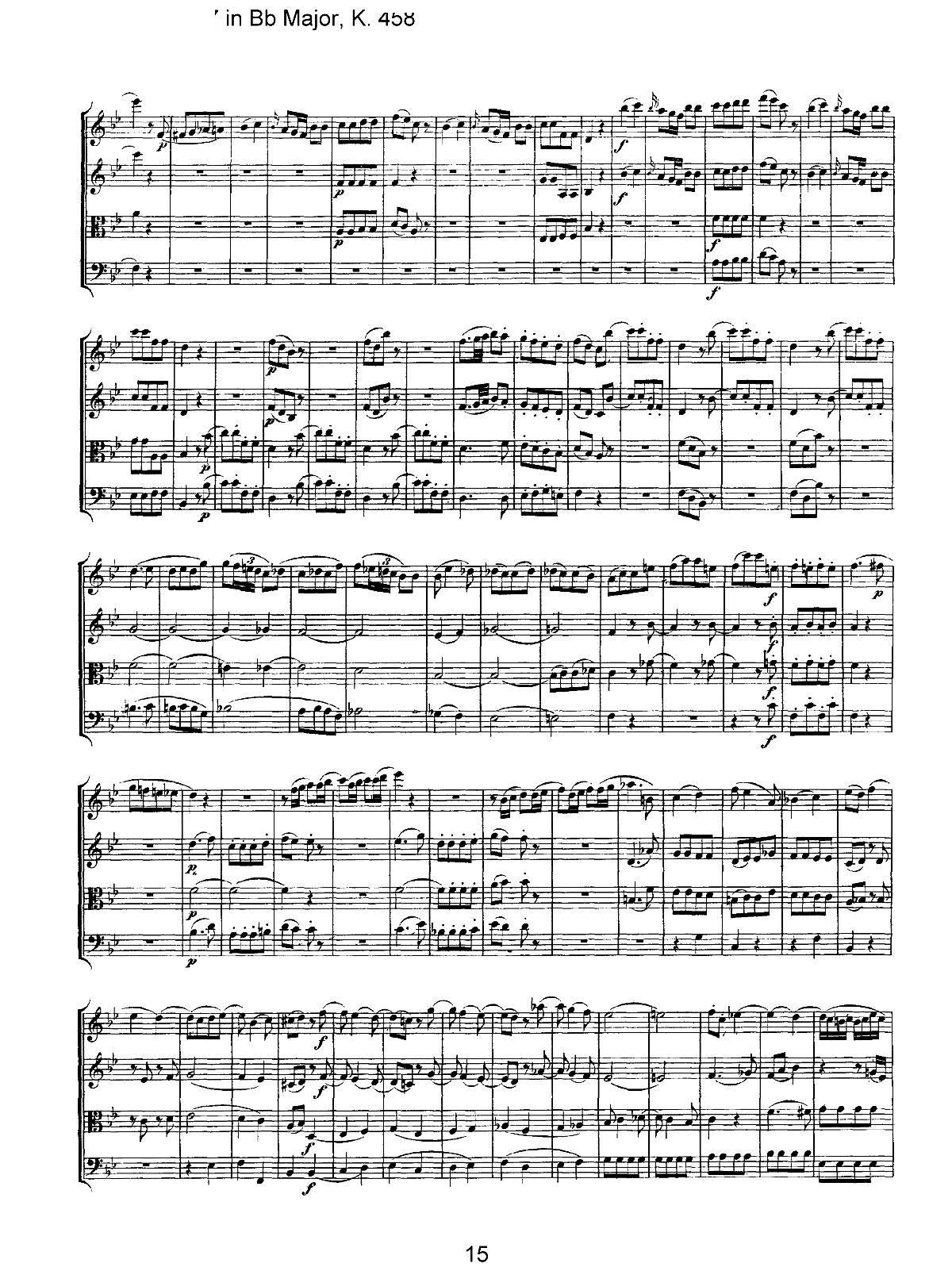 Mozart Quartet No 17 in Bb Major K 458(���V)15