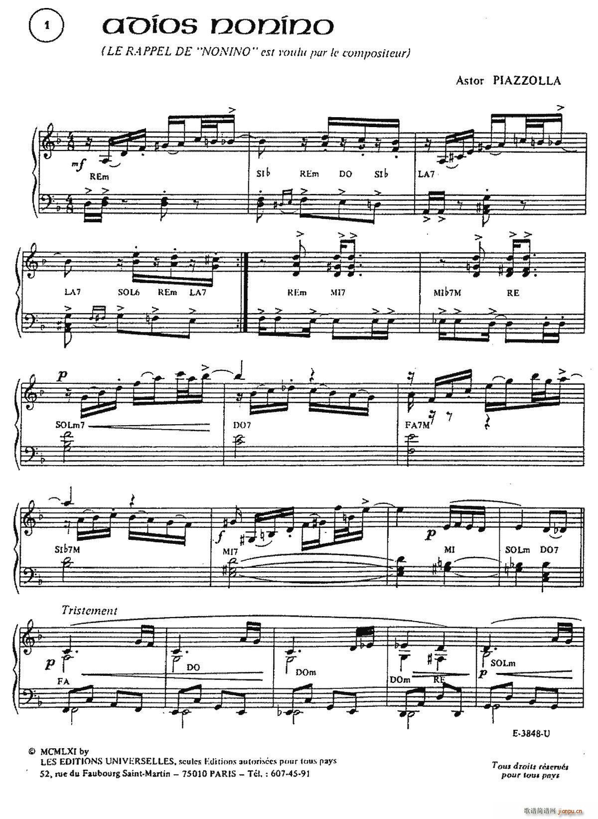 Piazzolla�ϼ� 1 ADIOS NONINO(���L(f��ng)���V)1