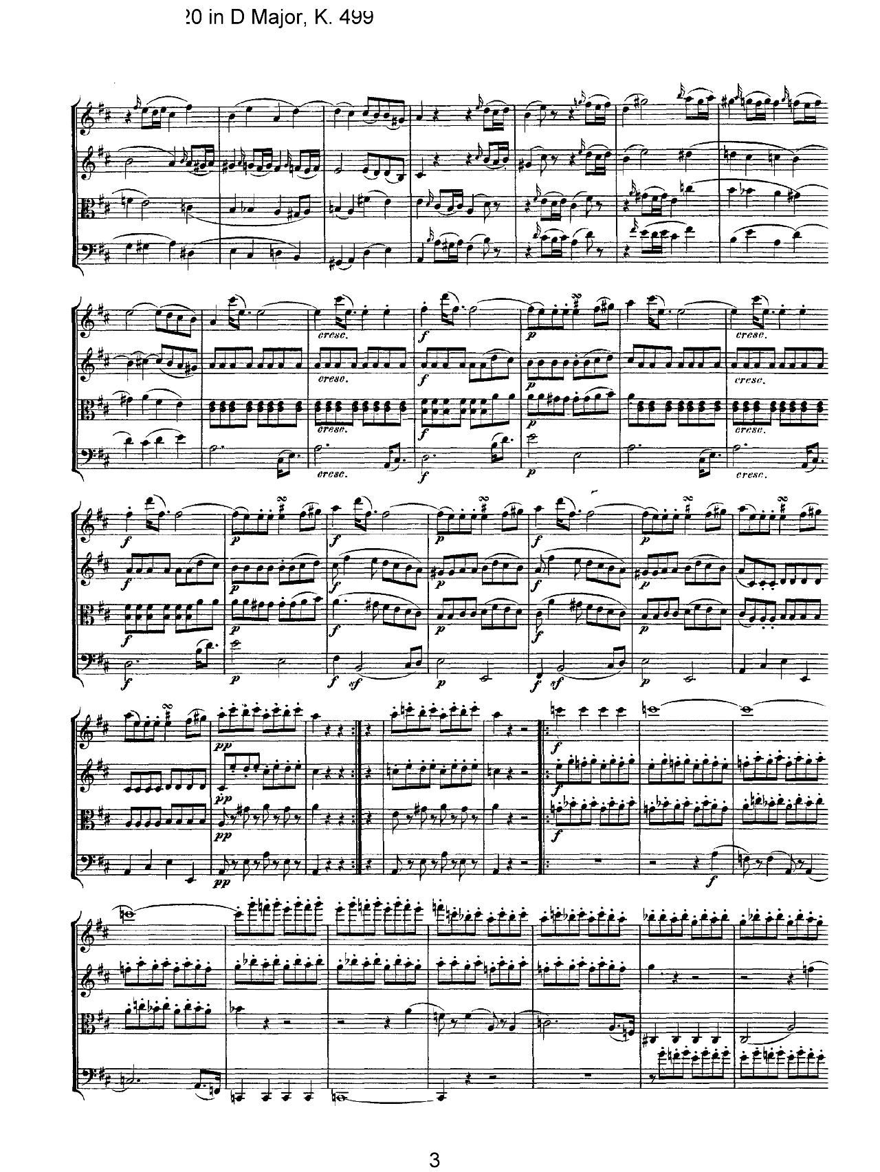 Mozart Quartet No 20 in D Major K 499(���V)3