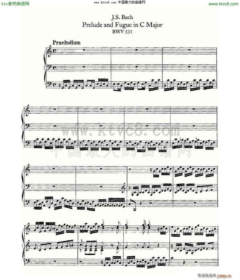 Prelude and Fugue in C Major BWV 531 ���L(f��ng)���V(ʮ�ּ�����)1