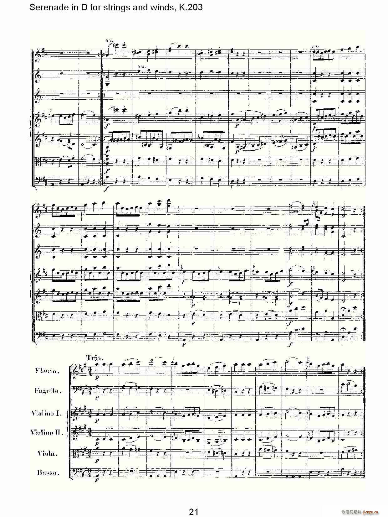 Serenade in D for strings and winds, K.203(ʮ�ּ�����)21