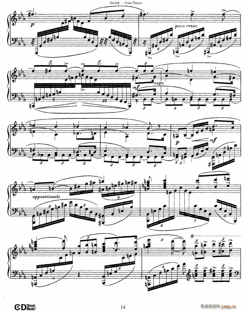 Bartok DD 71 Four Piano Pieces(����V)14