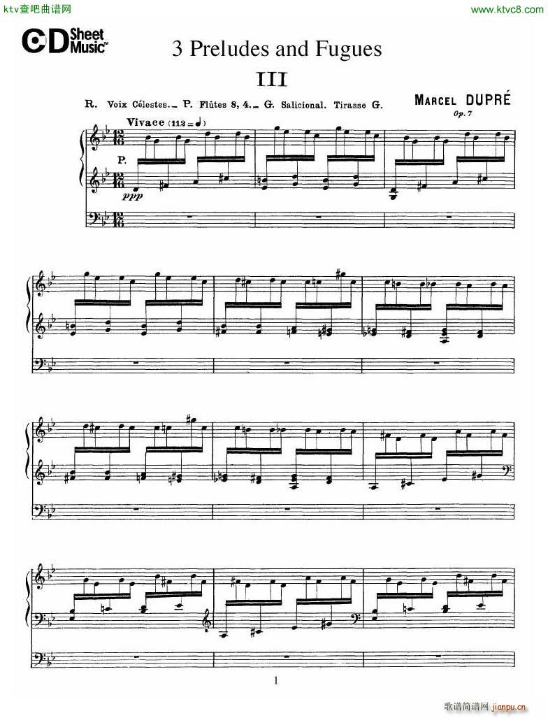 Dupr�� Prelude Fugue in G minor Op 7 No 3(����V)1