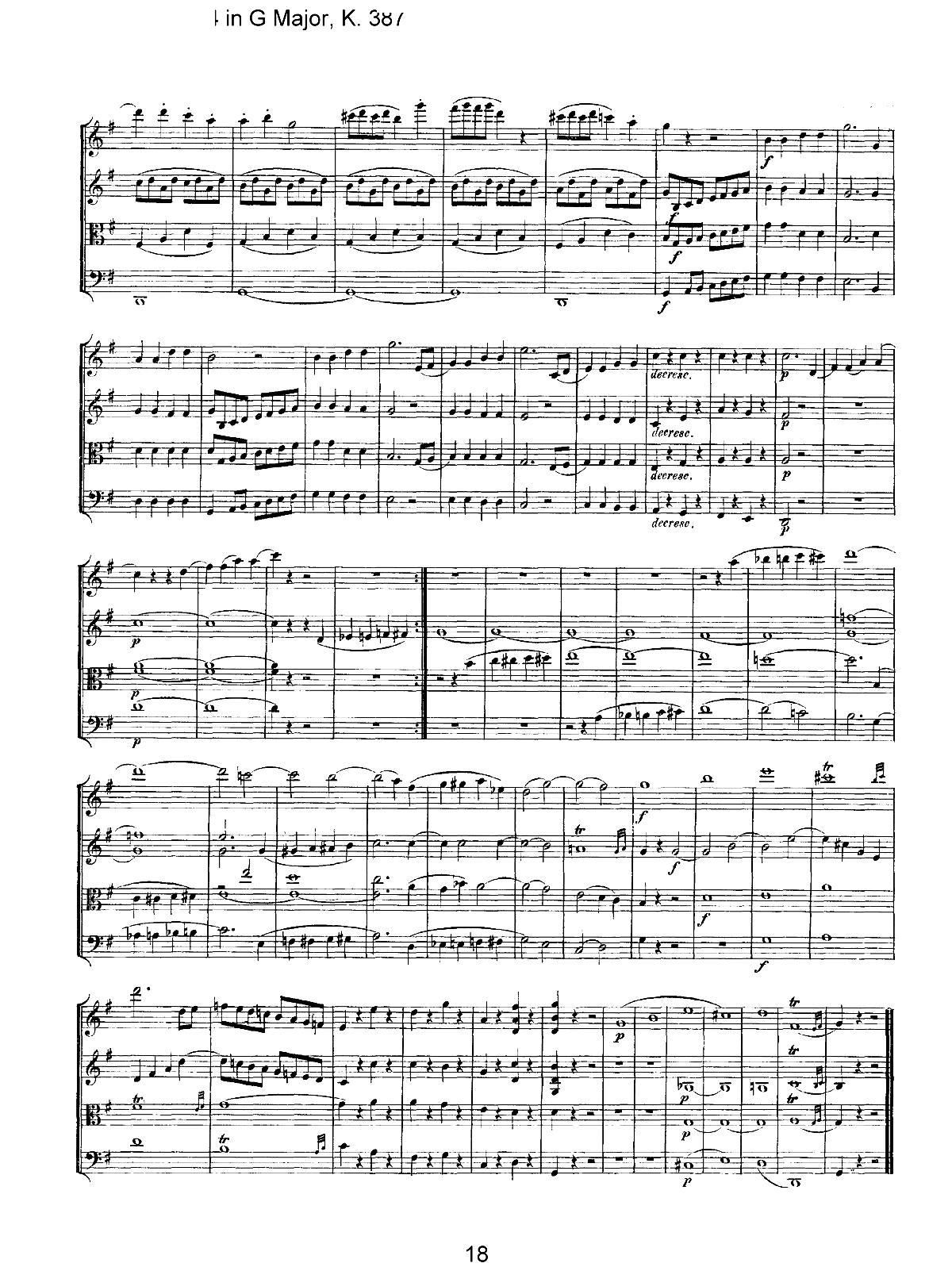 Mozart Quartet No 14 in G Major K 387(���V)18
