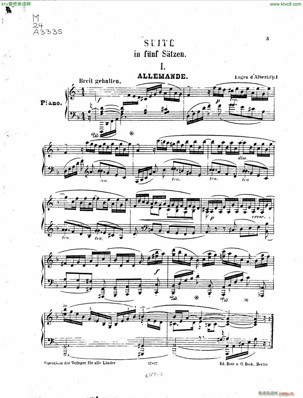 D Albert op 1 Suite in funf Satzen(����V)1