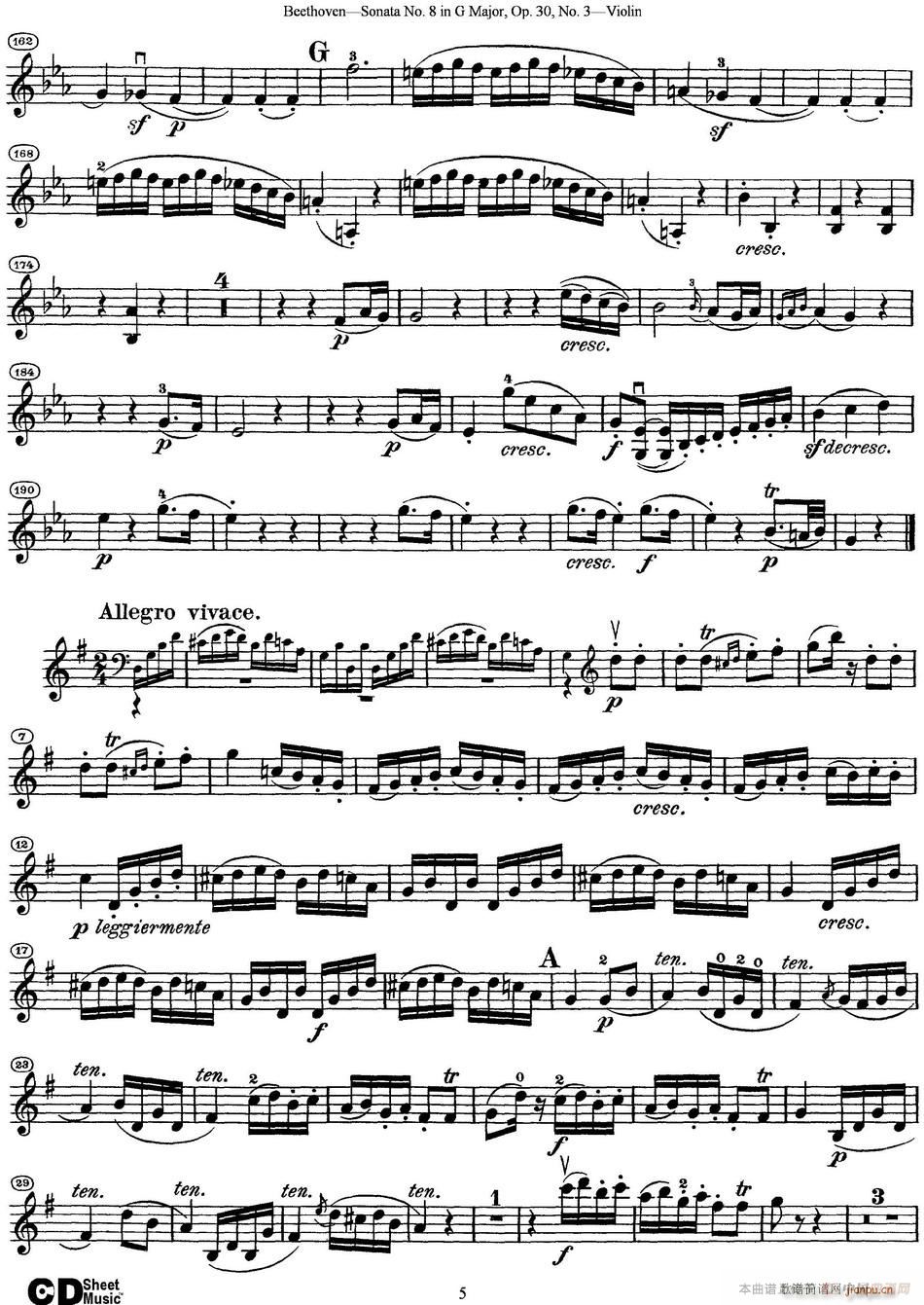 Violin Sonata No 8 in G Major Op 30 No 3(С�����V)5