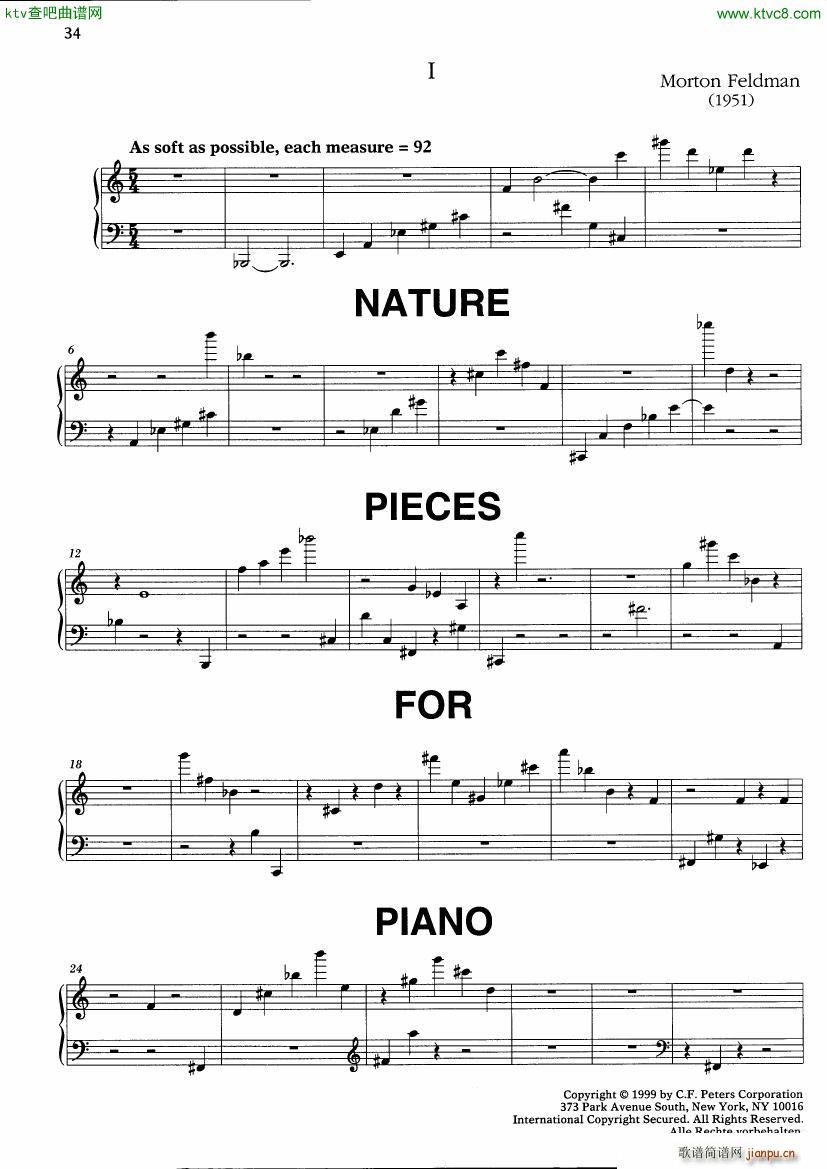 Feldman Nature Pieces for Piano(����V)1