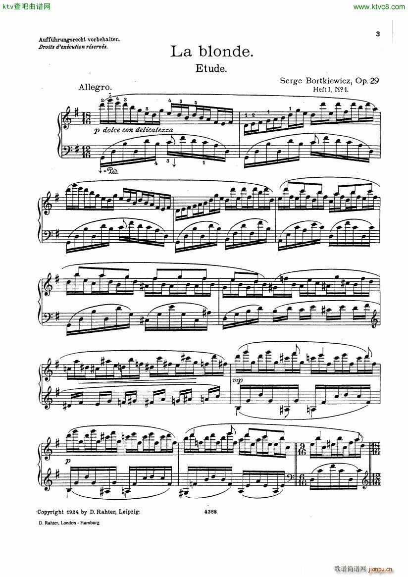 Bortkiewicz Op29 12 Etudes Nouvelles Book 1(����V)1