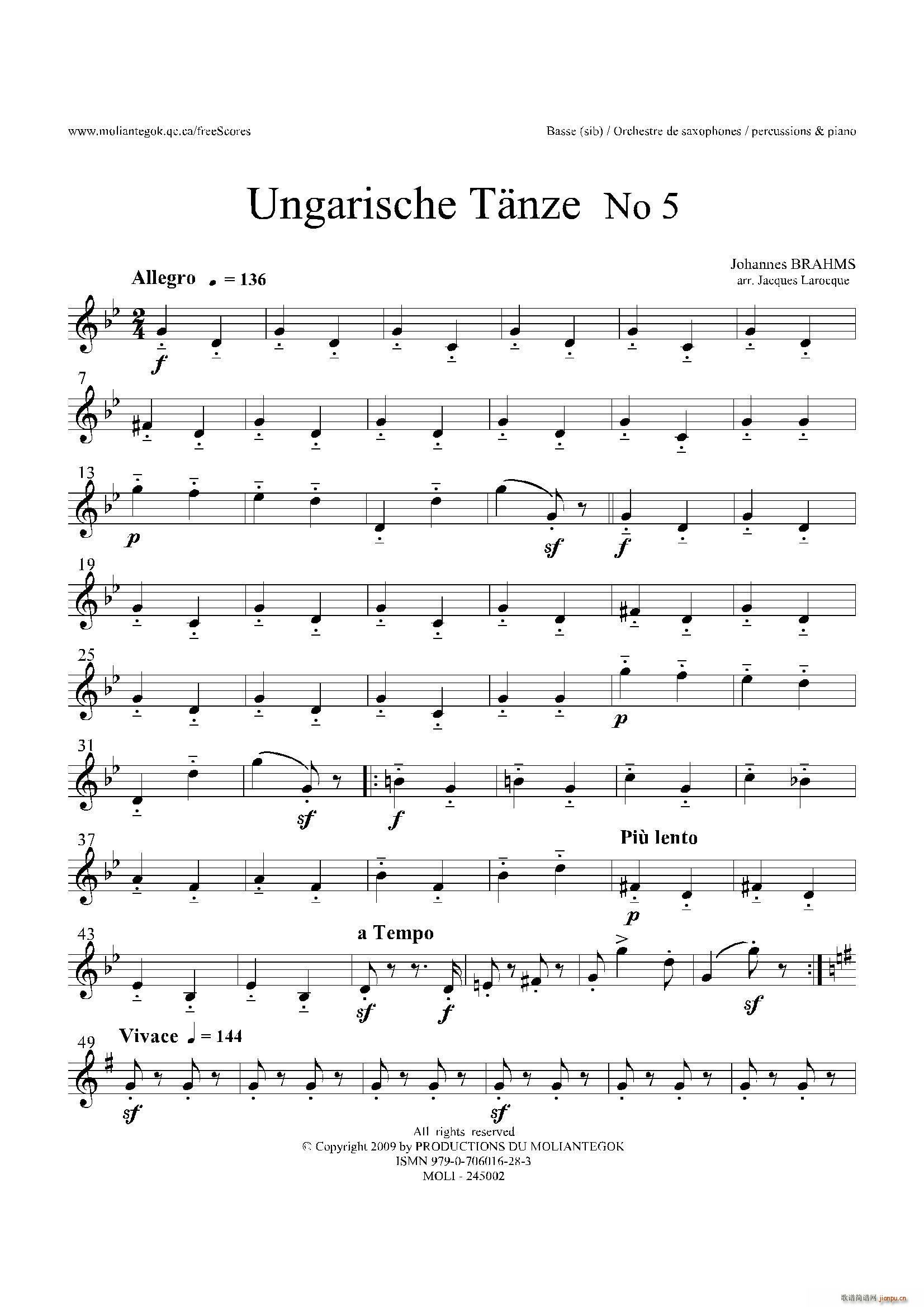 Ungarische Tnze No 5 ʮ������Basse(���V)1