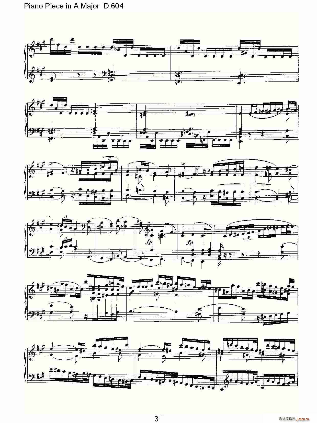 Piano Piece in A Major D.604(����V)3