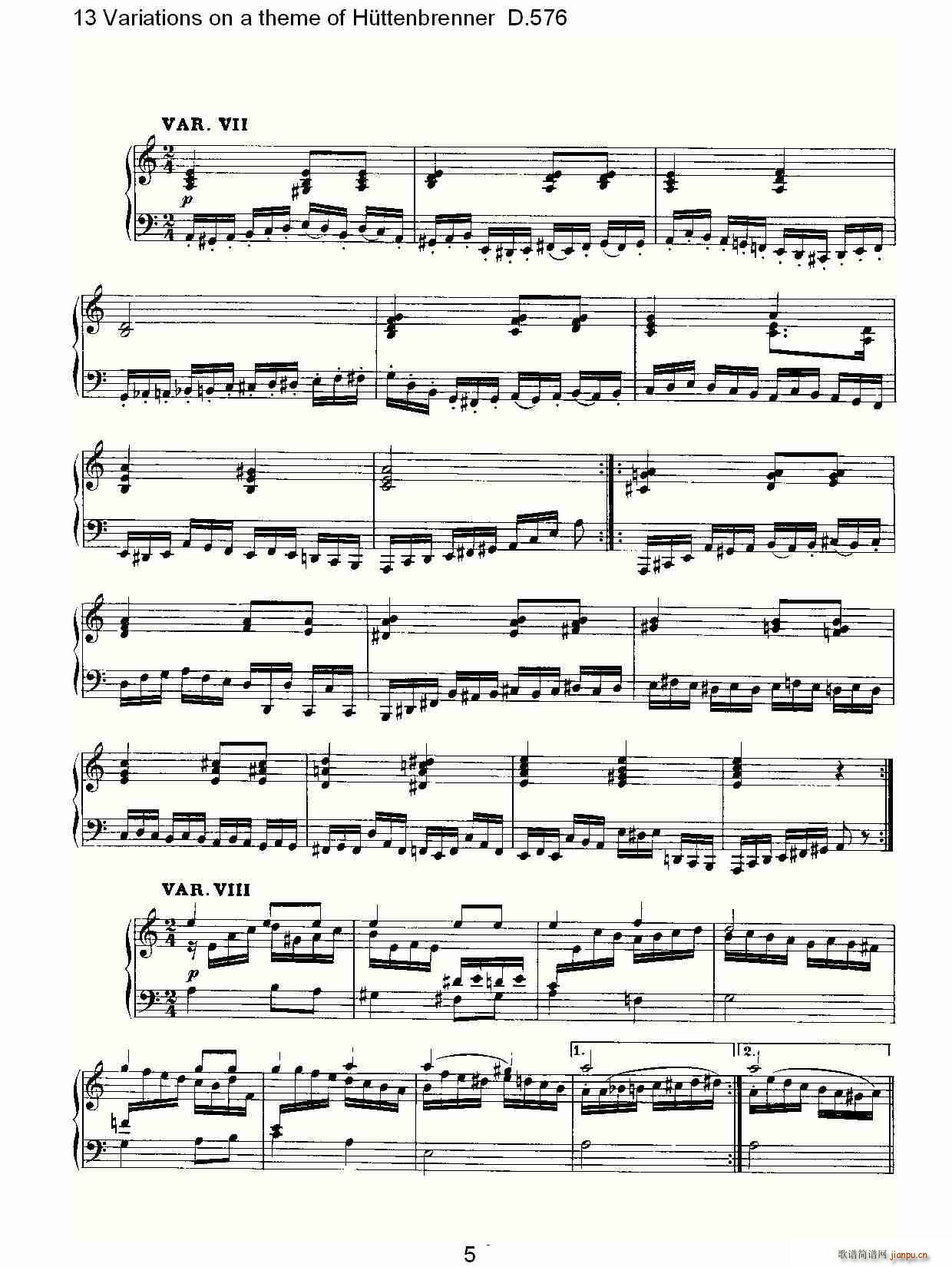 13 Variations on a theme of H��ttenbrenner D.576(ʮ�ּ�����)1