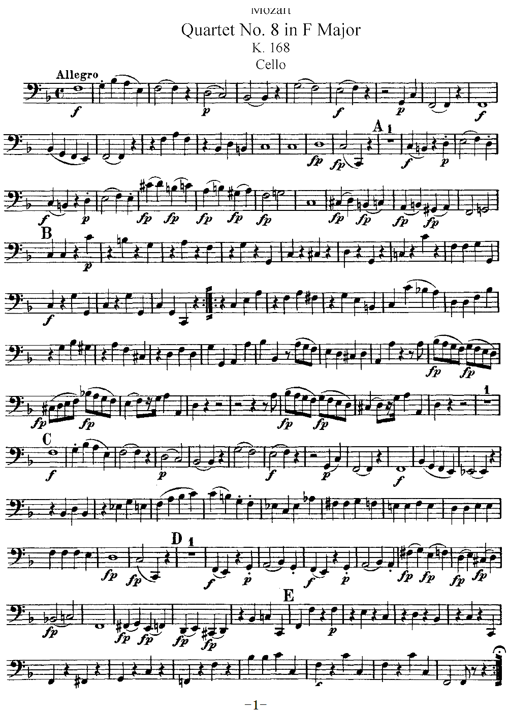 Mozart Quartet No 8 in F Major K 168 Cello(ʮ�ּ�����)1
