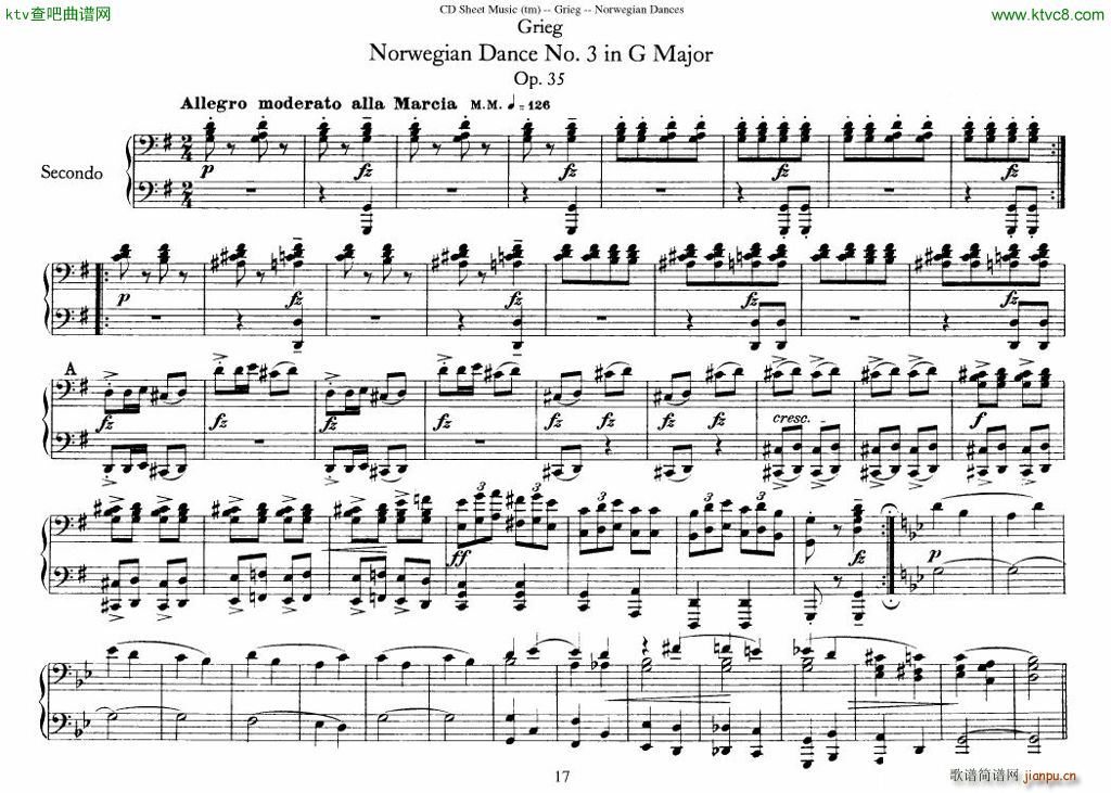 Grieg Norwegian Dance Op 35 1 4 Duet(����V)17