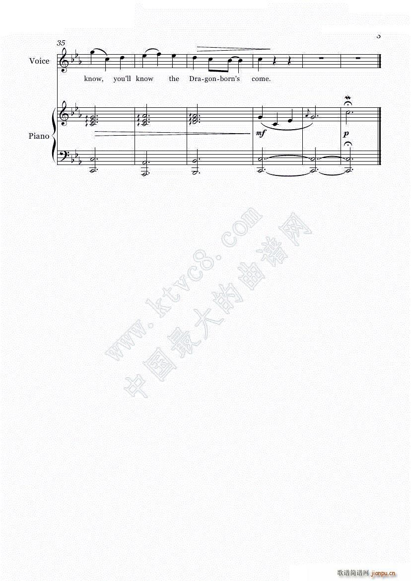 The Dragonborn Comes Voice Piano(����V)3