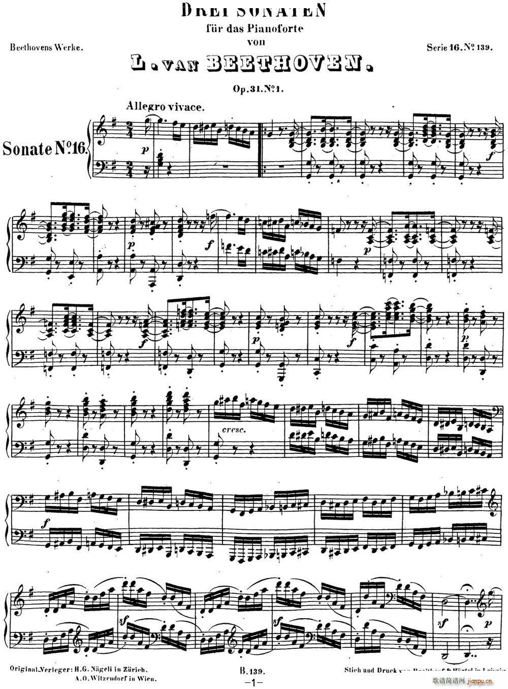 ؐ���������Q��16 G���{ Op 31 No 1 G major(����V)1