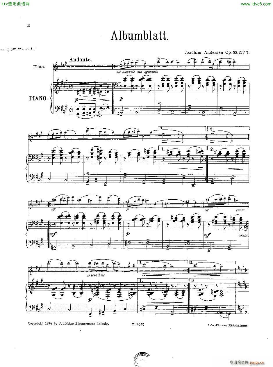 Andersen op 55 Acht Vortragsst��cke fl pno(����V)45