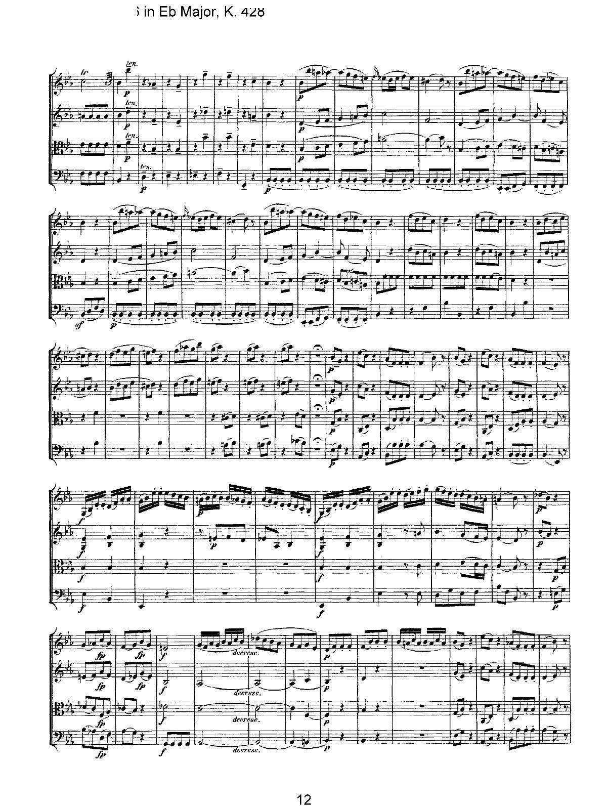 Mozart Quartet No 16 in Eb Major K 428(���V)12