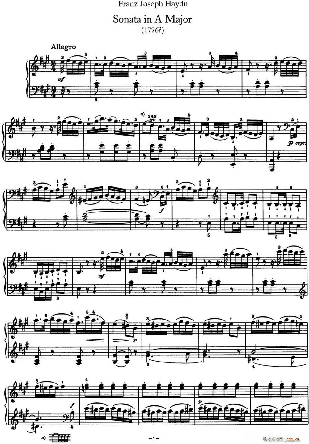 ���D ������Q�� Hob XVI 30 in A major(����V)1