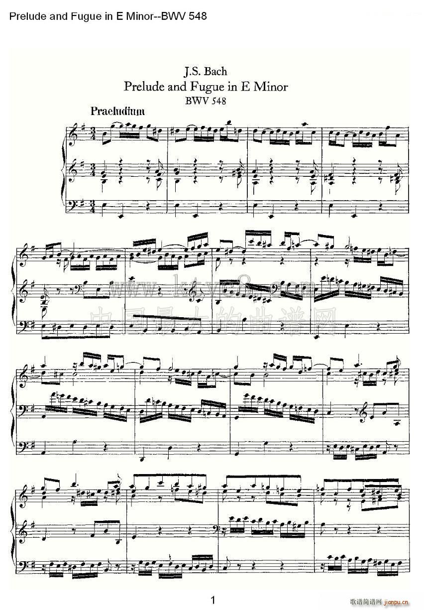Prelude and Fugue in E Minor BWV 548 ���L(f��ng)���V(ʮ�ּ�����)1
