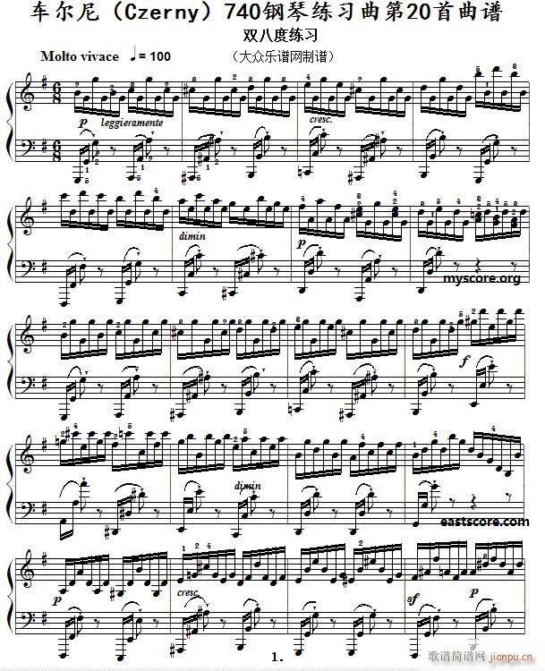 ܇(ch��)���� ��ָ�`�ɼ��g(sh��)���� Czerny 740 ��20��(����V)1