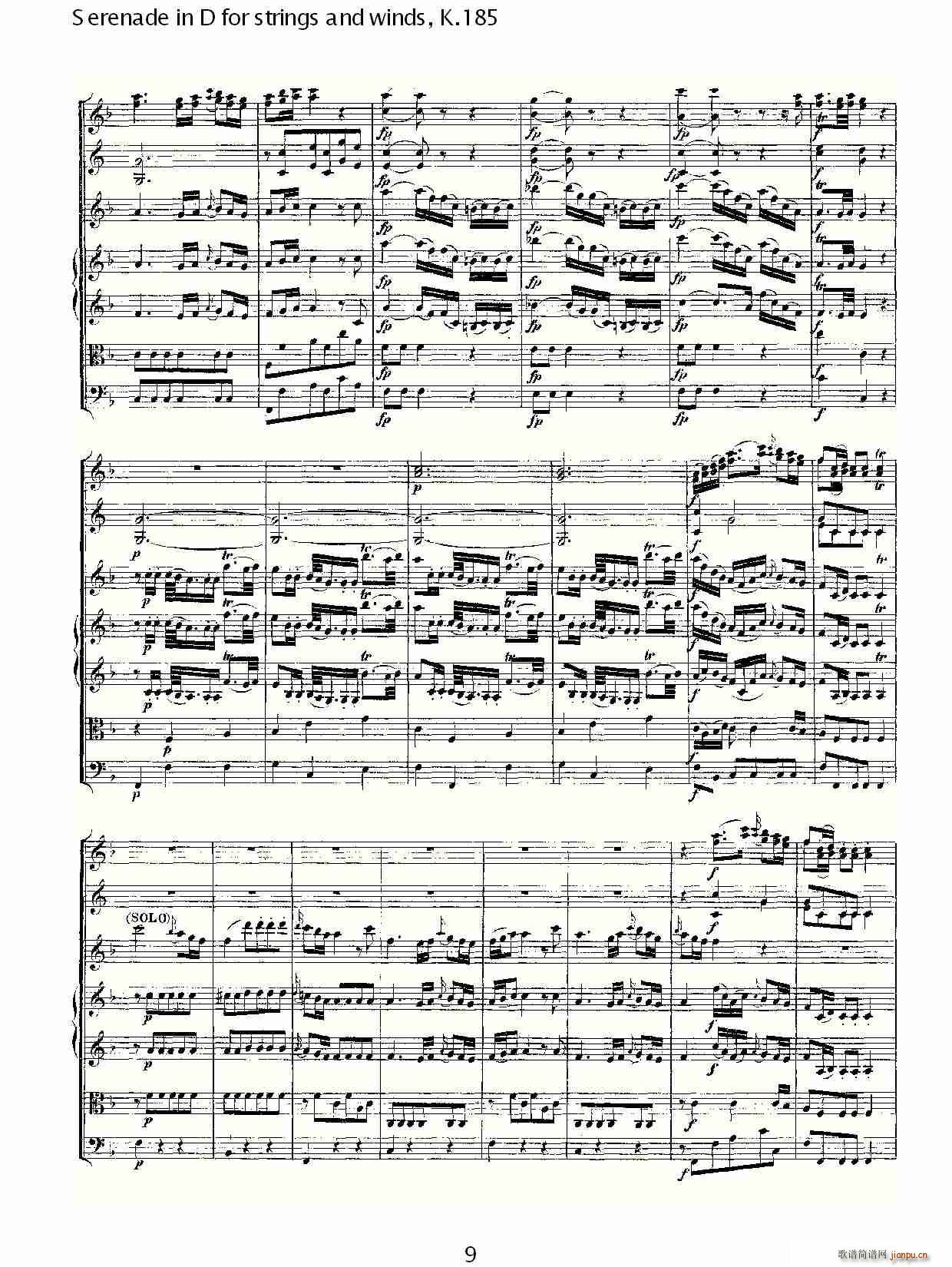 Serenade in D for strings and winds, K.185(ʮ�ּ�����)9