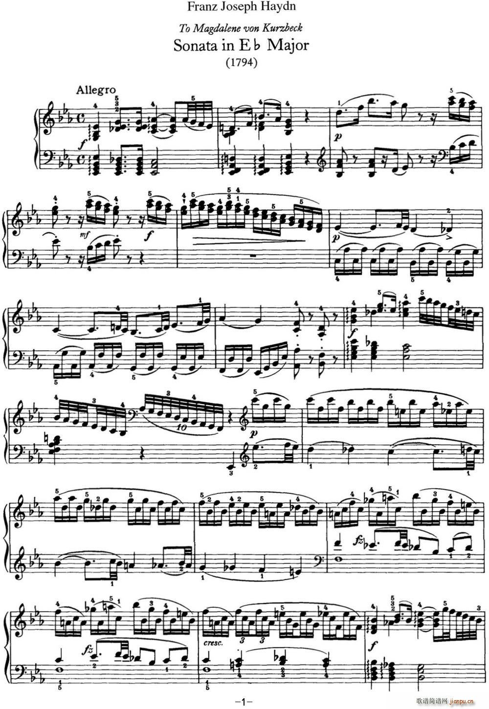 ���D ������Q�� Hob XVI 52 in E flat major(����V)1