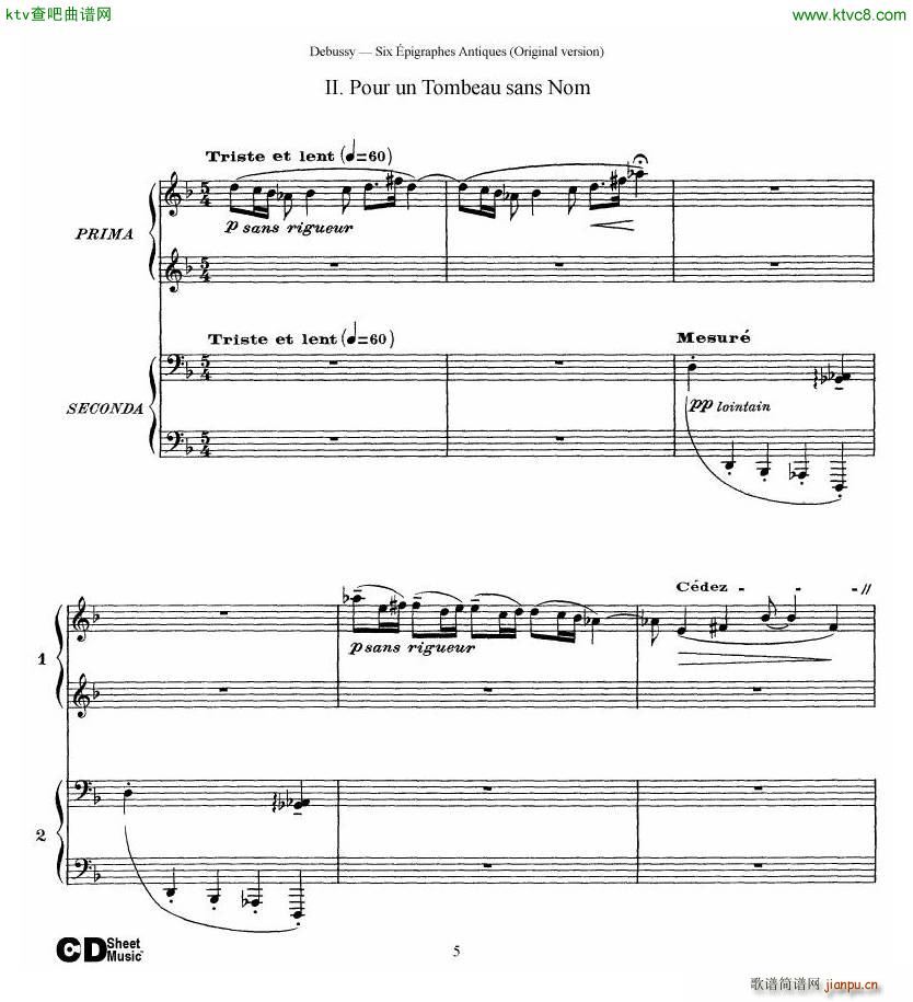 Debussy Six ��pigraphes Antiques 2 Piano s(����V)5