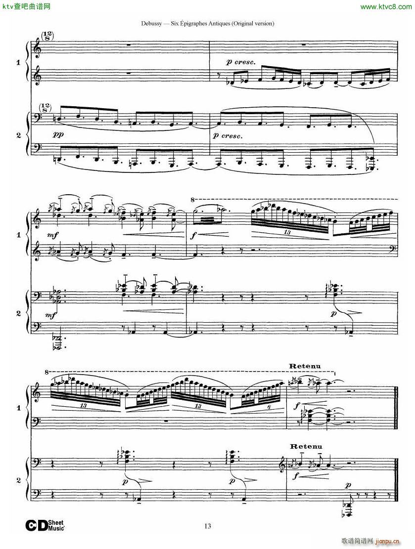 Debussy Six ��pigraphes Antiques 2 Piano s(����V)13