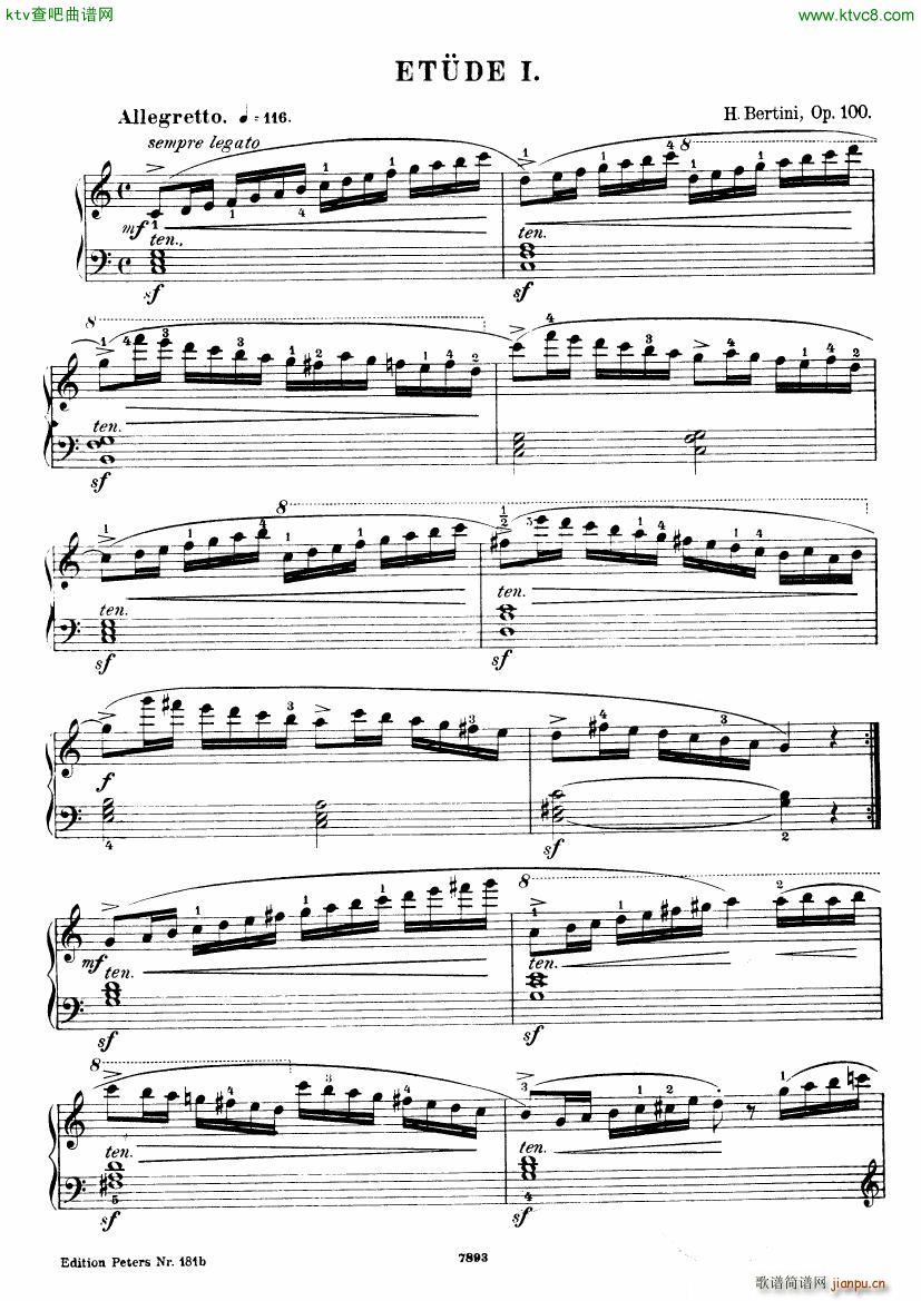 Henri Bertini 1798 1876 25 Easy Etudes Op 100(����V)3