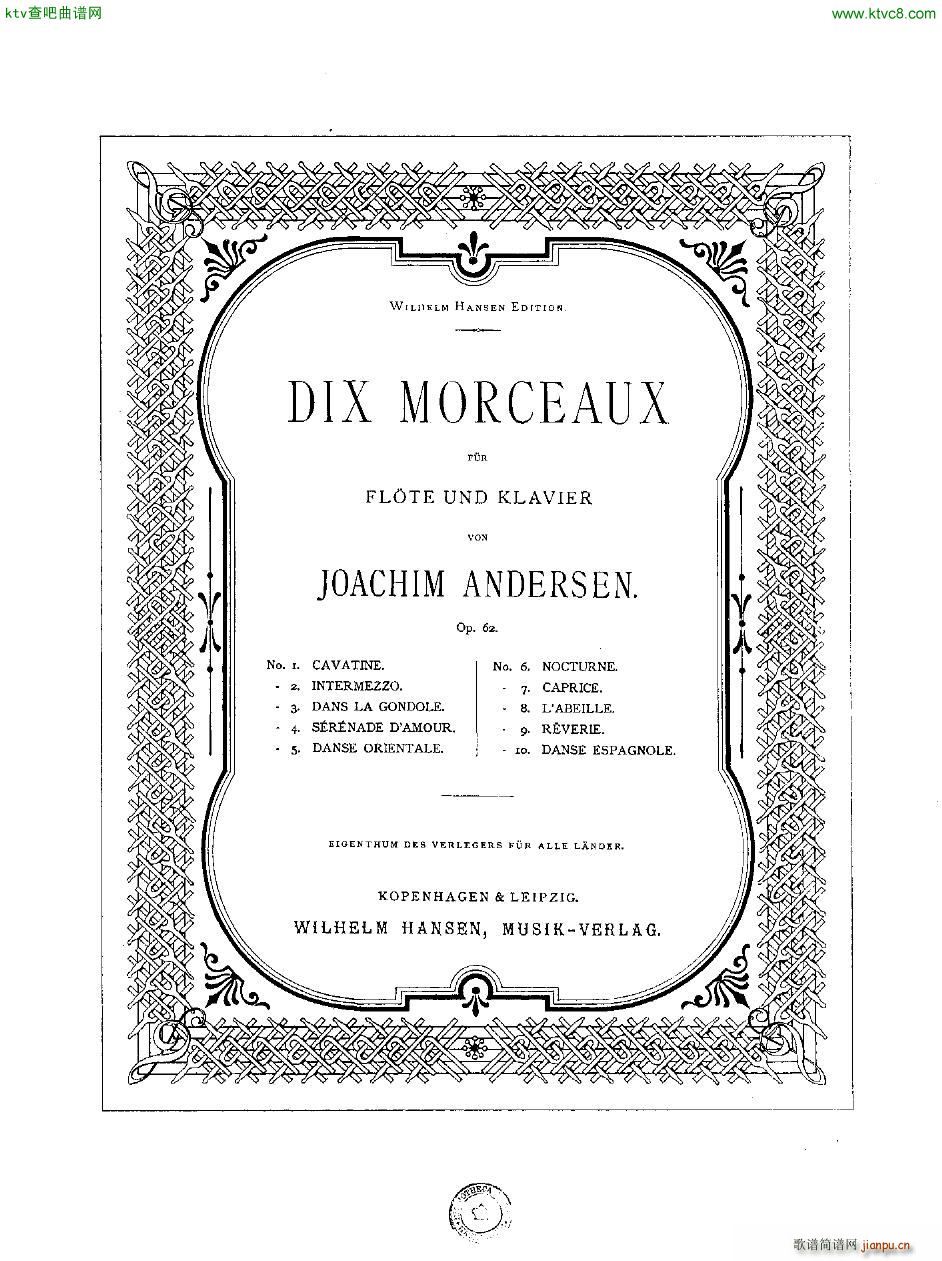 Andersen op 62 Dix Morceaux fl pno(����V)14