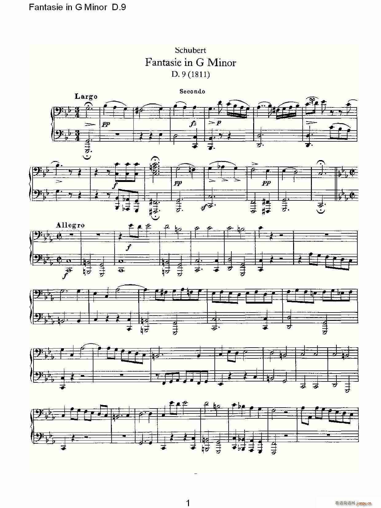 Fantasie in G Minor D.9(ʮ�ּ�����)1