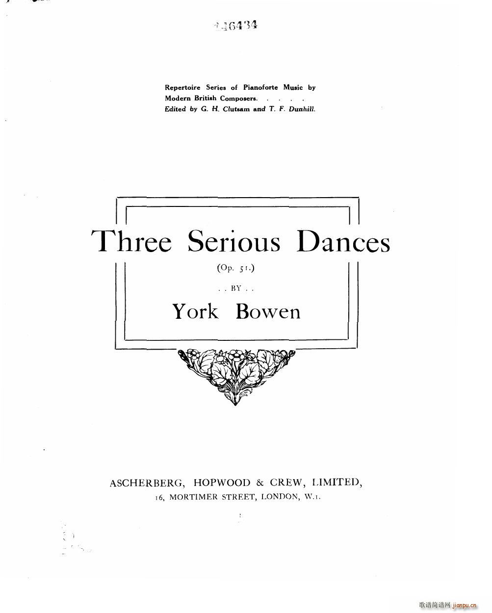 Bowen Serious Dances for piano Op 51(����V)1