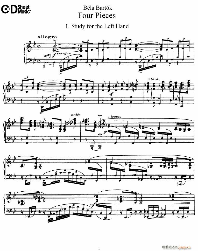 Bartok DD 71 Four Piano Pieces(����V)1