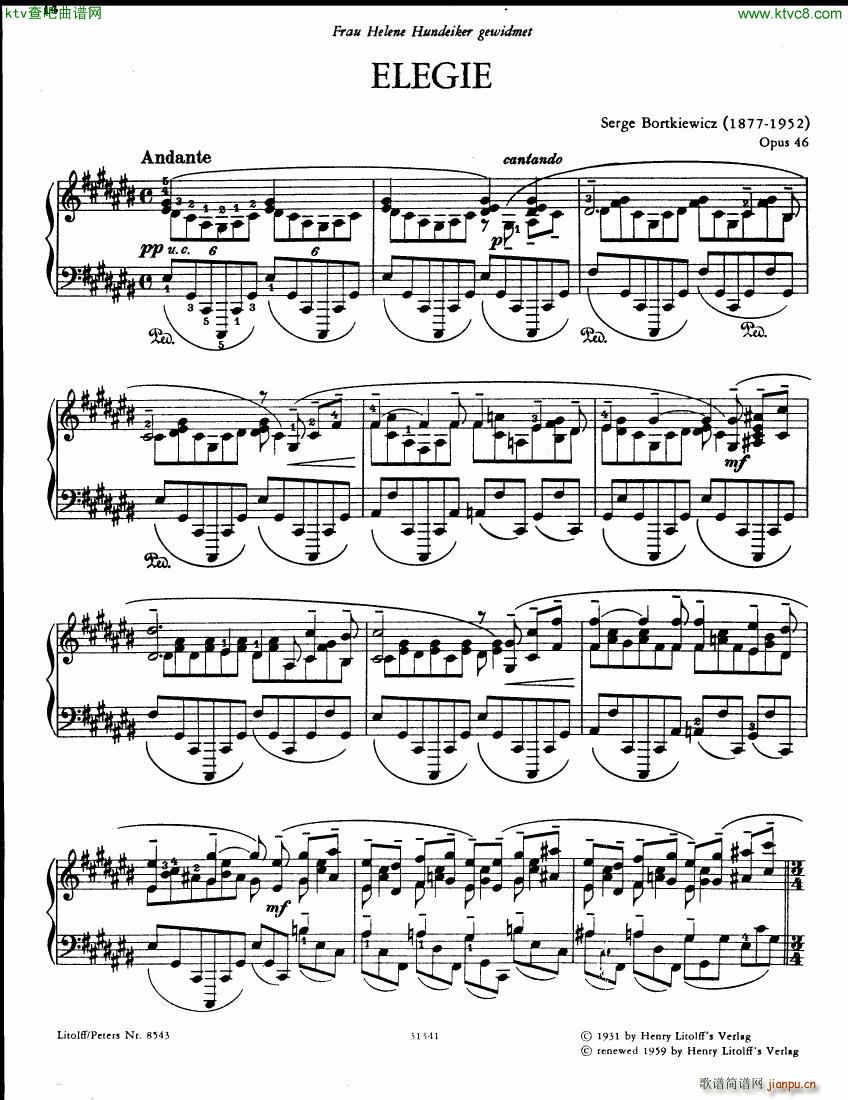 Bortkiewicz Op 42 Ballade and Op 46 Elegie(����V)14