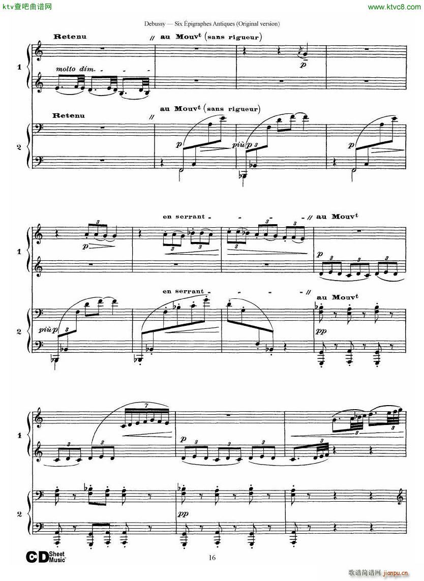 Debussy Six ��pigraphes Antiques 2 Piano s(����V)16