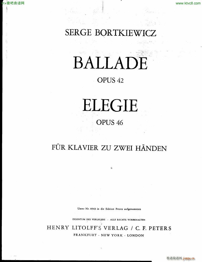Bortkiewicz Op 42 Ballade and Op 46 Elegie(����V)1